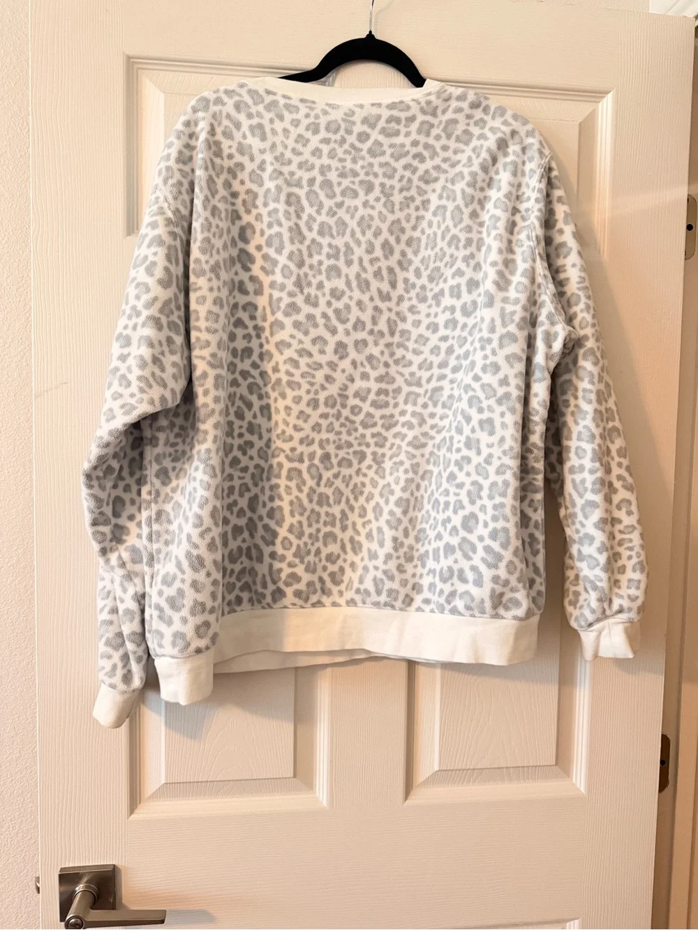 Nike Women's Gray Leopard Crewneck Sweatshirt with Gold Swoosh